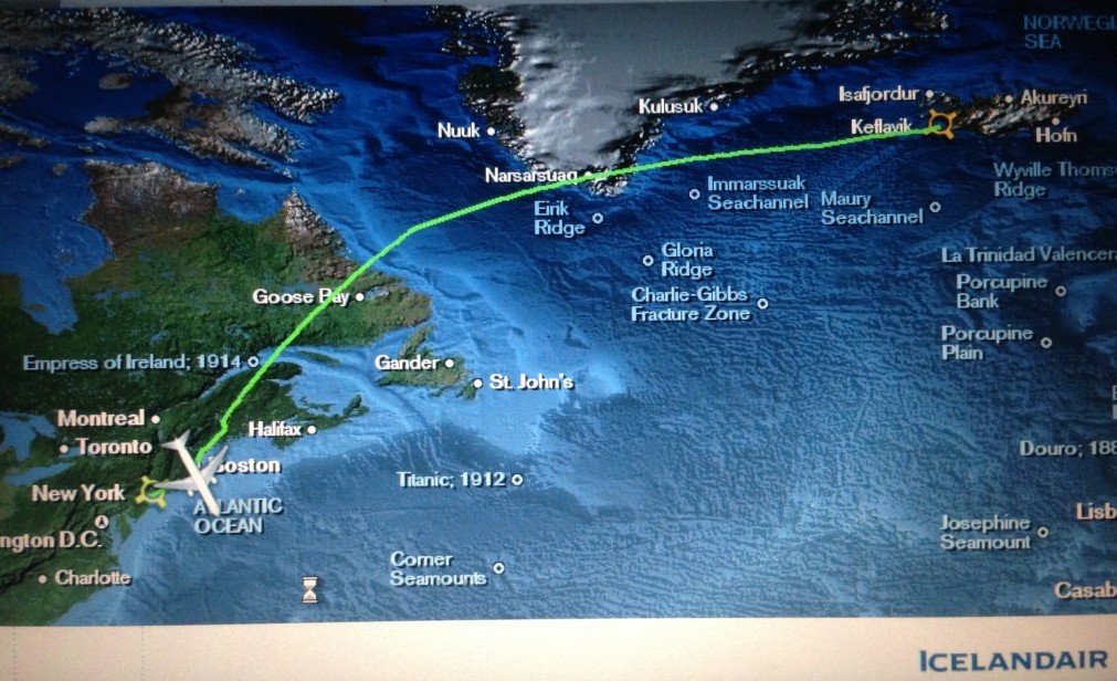 Interesting Map of our journey back to New York courtesy of Icelandair