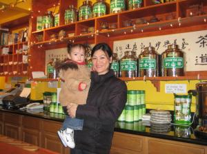 Mother and daughter in tea shop in a Chinatown tea shop 