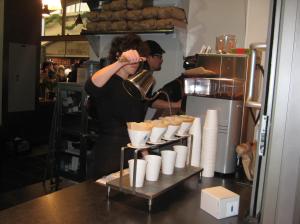 Using the drip method to make coffee