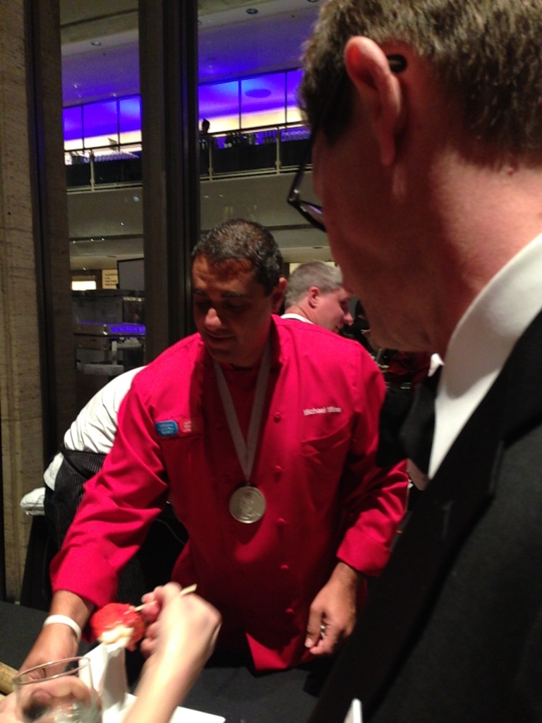 Michael Mina serving his creation. 