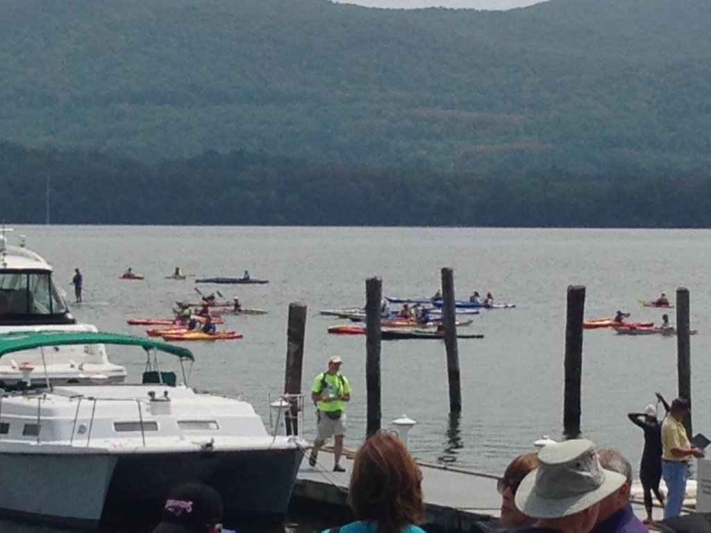 kayakers and jet skiers ready to lend a hand